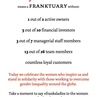 Say #FranksLadies on March 8, International Women’s Day!